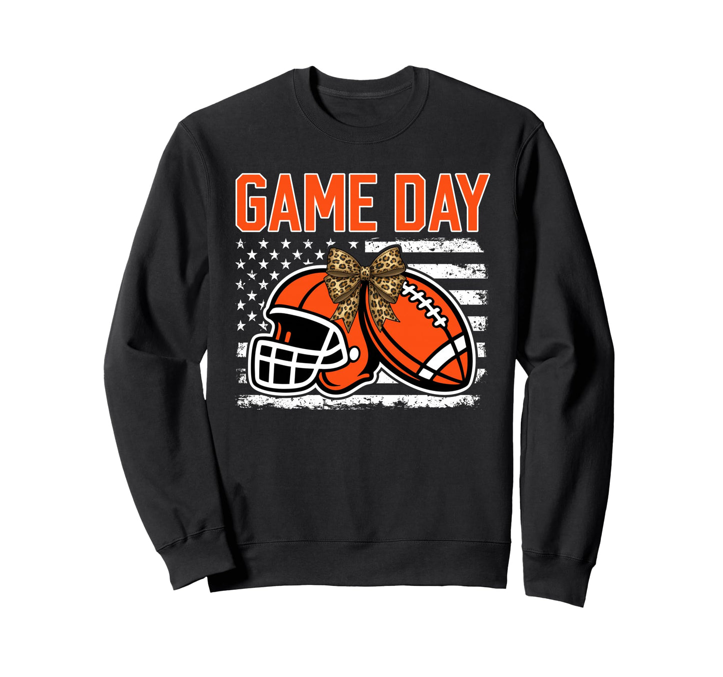 Game Day Football Bow Orange Mom Mama Sweatshirt - Graphic Print for Adults - T-Shirt, Sweatshirt, Hoodie