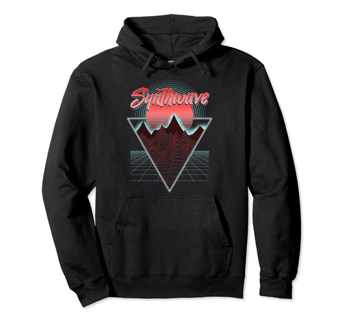 Synthwave Mountain Sunrise Hoodie - Casual Everyday Wear for Adults - T-Shirt, Sweatshirt, Hoodie