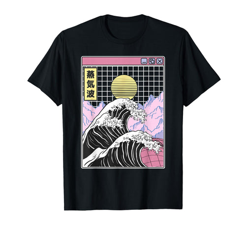 Great Wave Off Kanagawa Grid Kawaii T-Shirt - Minimalist Print Unisex - T-Shirt, Sweatshirt, Hoodie