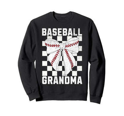 Baseball Grandma Coquette Bow Sweatshirt - Trendy Graphic for Adults - T-Shirt, Sweatshirt, Hoodie