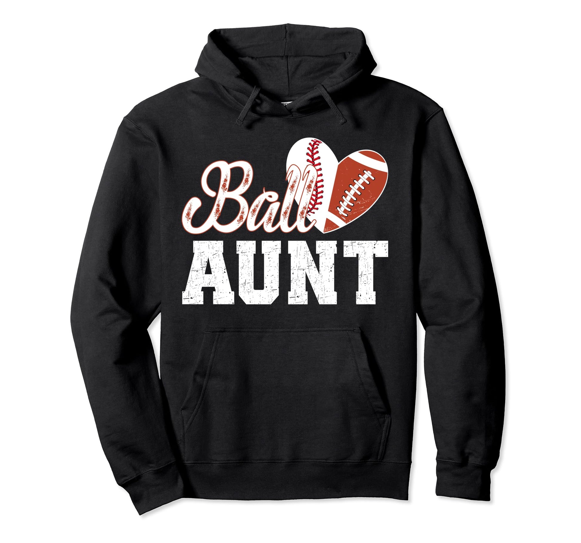 Ball Aunt Heart Baseball Football Aunt Hoodie - Streetwear Style Unisex - T-Shirt, Sweatshirt, Hoodie