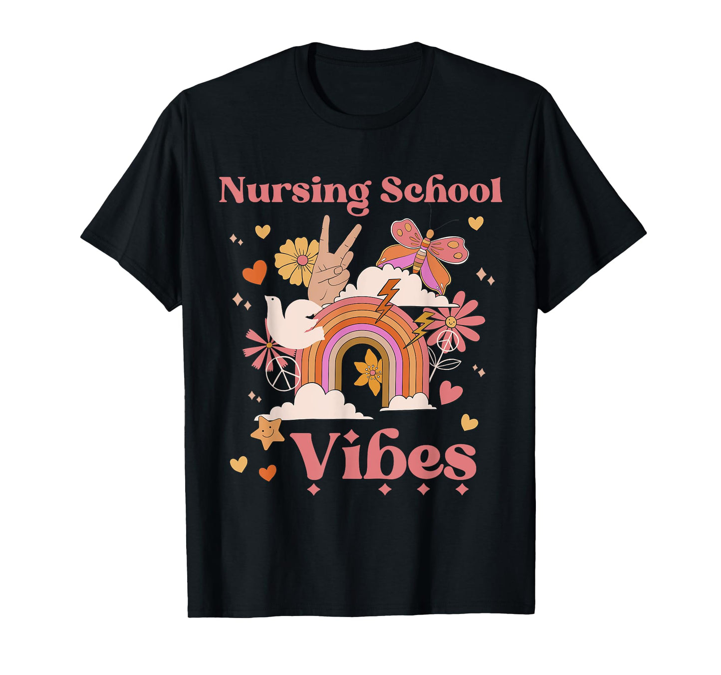 Nursing School Vibes Groovy Nurse Boho T-Shirt - Unique Graphic for Adults - T-Shirt, Sweatshirt, Hoodie