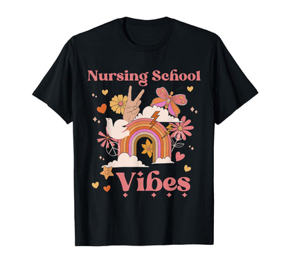 Nursing School Vibes Groovy Nurse Boho T-Shirt - Unique Graphic for Adults - T-Shirt, Sweatshirt, Hoodie