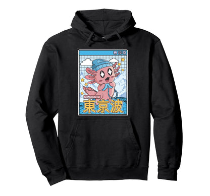 Happy Axolotl Gaming Vaporwave Aesthetic Hoodie - Aesthetic Graphic Unisex - T-Shirt, Sweatshirt, Hoodie