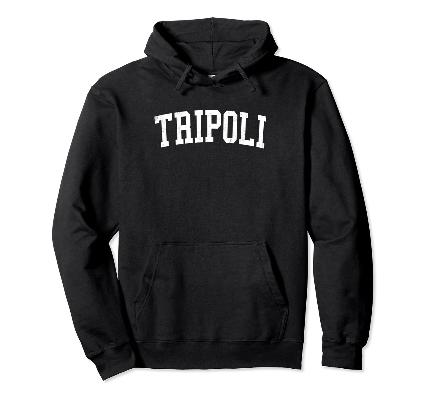 Tripoli Libya Distressed White Varsity Hoodie - Graphic Print for Adults - T-Shirt, Sweatshirt, Hoodie