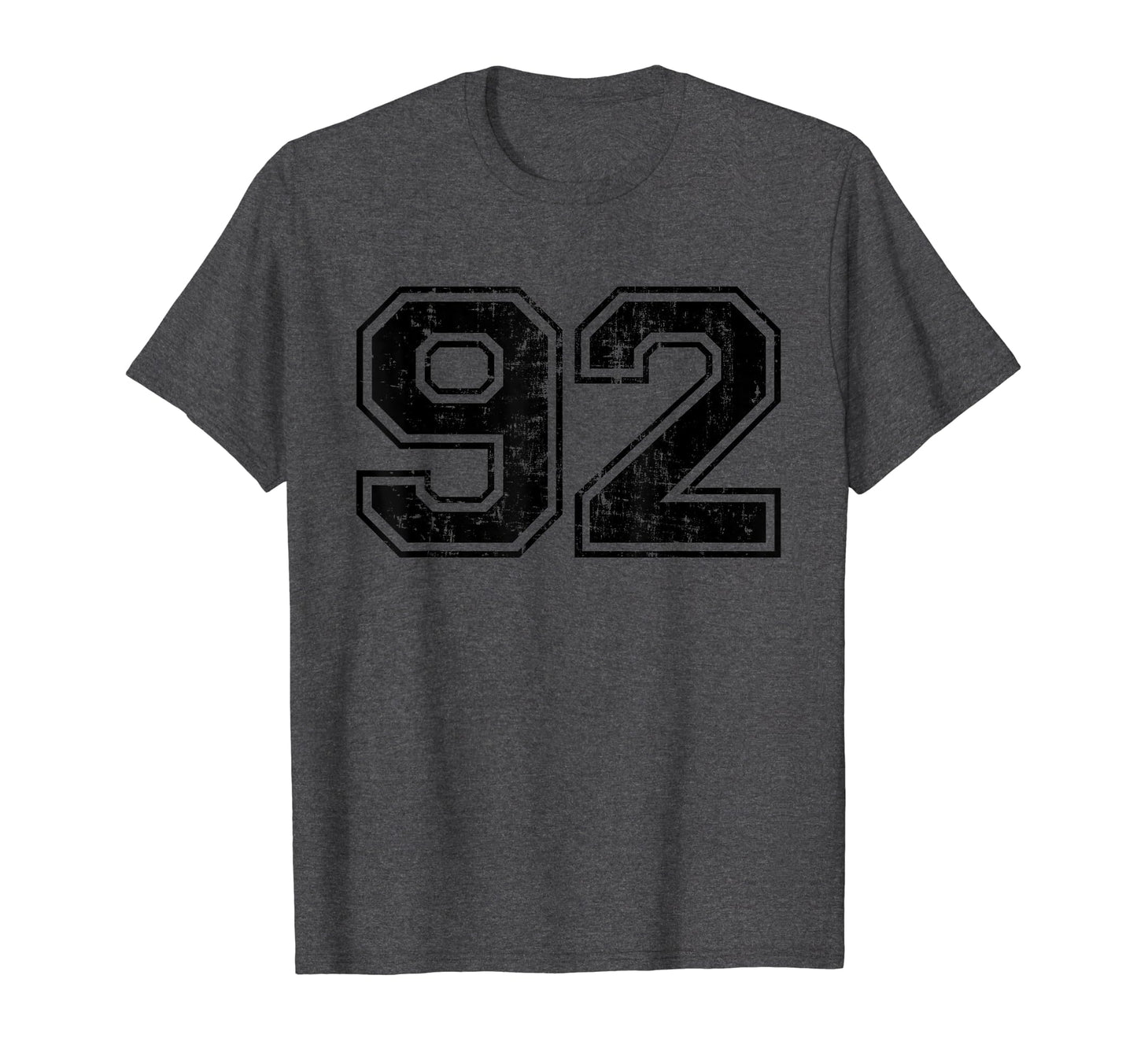 Number 92 Varsity Distressed Sport Team T-Shirt - Minimalist Print Unisex - T-Shirt, Sweatshirt, Hoodie