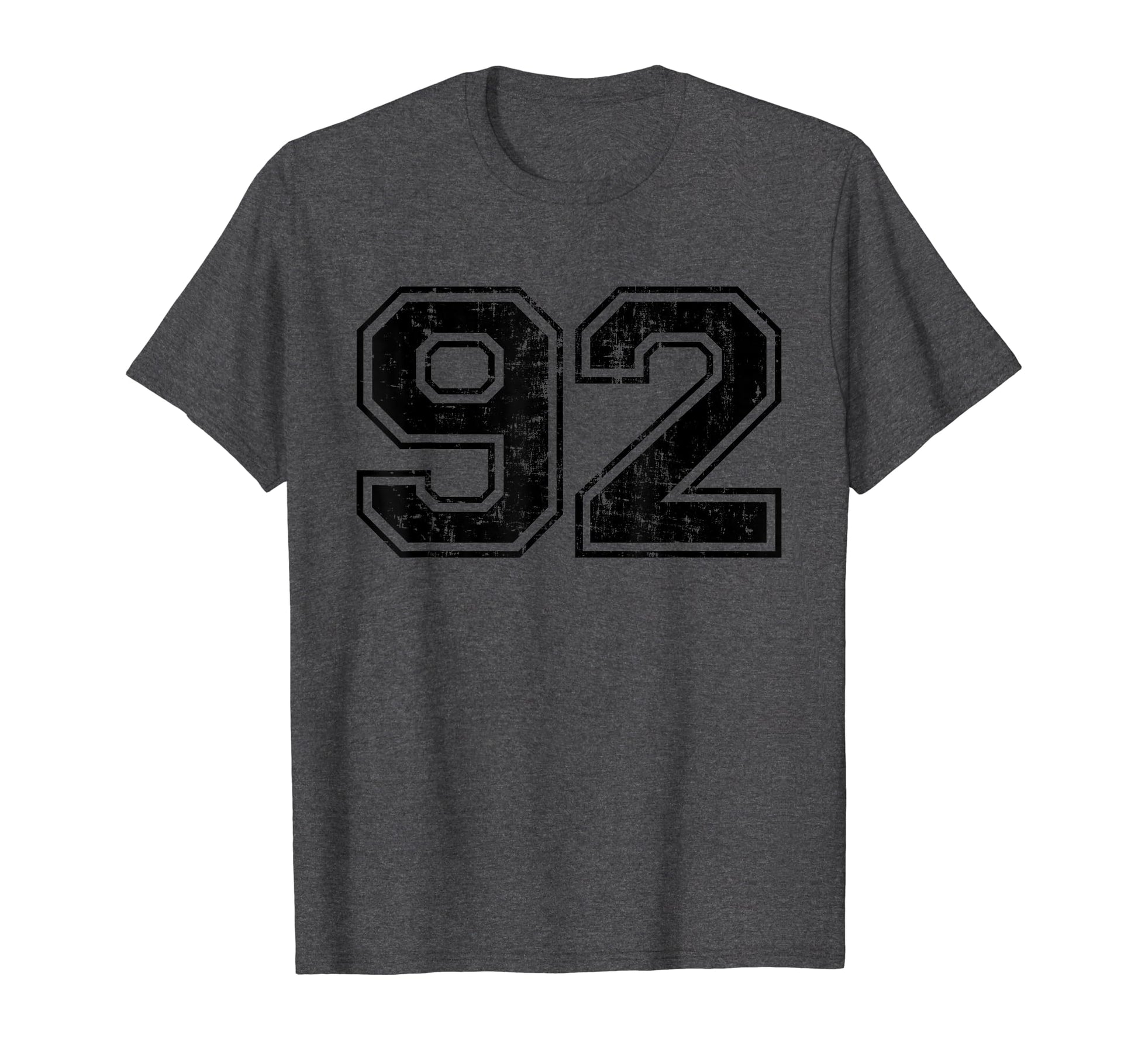 Number 92 Varsity Distressed Sport Team T-Shirt - Minimalist Print Unisex - T-Shirt, Sweatshirt, Hoodie