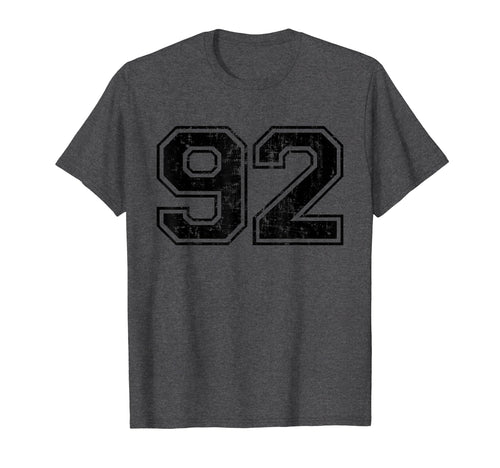 Number 92 Varsity Distressed Sport Team T-Shirt - Minimalist Print Unisex - T-Shirt, Sweatshirt, Hoodie