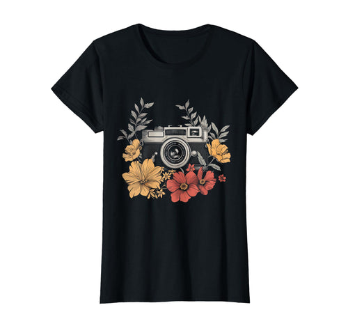 Photographer Camera Flowers T-Shirt - Fun Novelty Design Men Women - T-Shirt, Sweatshirt, Hoodie