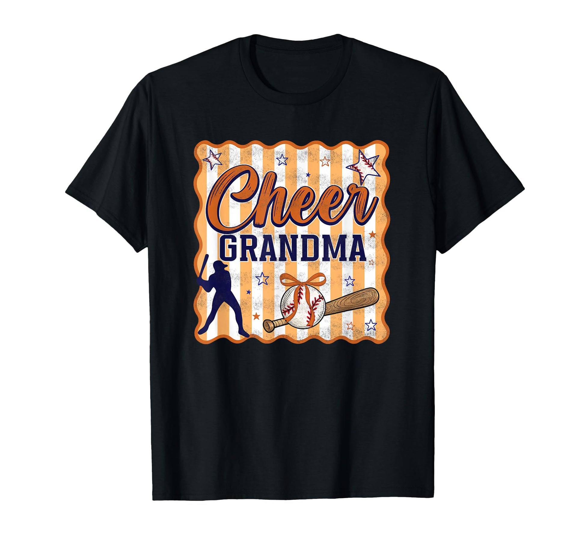 Preppy Stripe Orange Baseball Sport T-Shirt - Trendy Graphic for Adults - T-Shirt, Sweatshirt, Hoodie