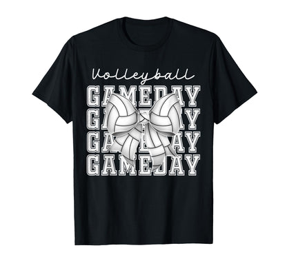 Volleyball Coquette Bow Game Day Cheer T-Shirt - Graphic Print Men Women - T-Shirt, Sweatshirt, Hoodie