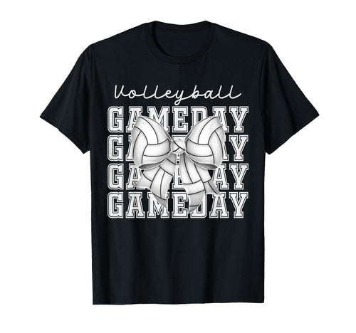 Volleyball Coquette Bow Game Day Cheer T-Shirt - Graphic Print Men Women - T-Shirt, Sweatshirt, Hoodie