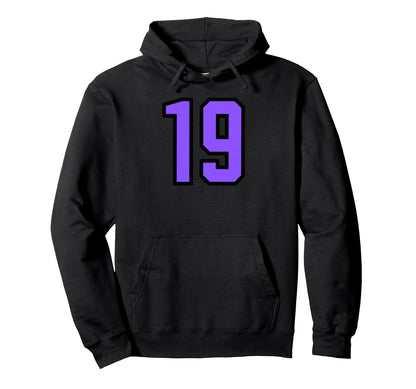 Purple Black Sport Team Number 19 Hoodie - Streetwear Style Men Women - T-Shirt, Sweatshirt, Hoodie