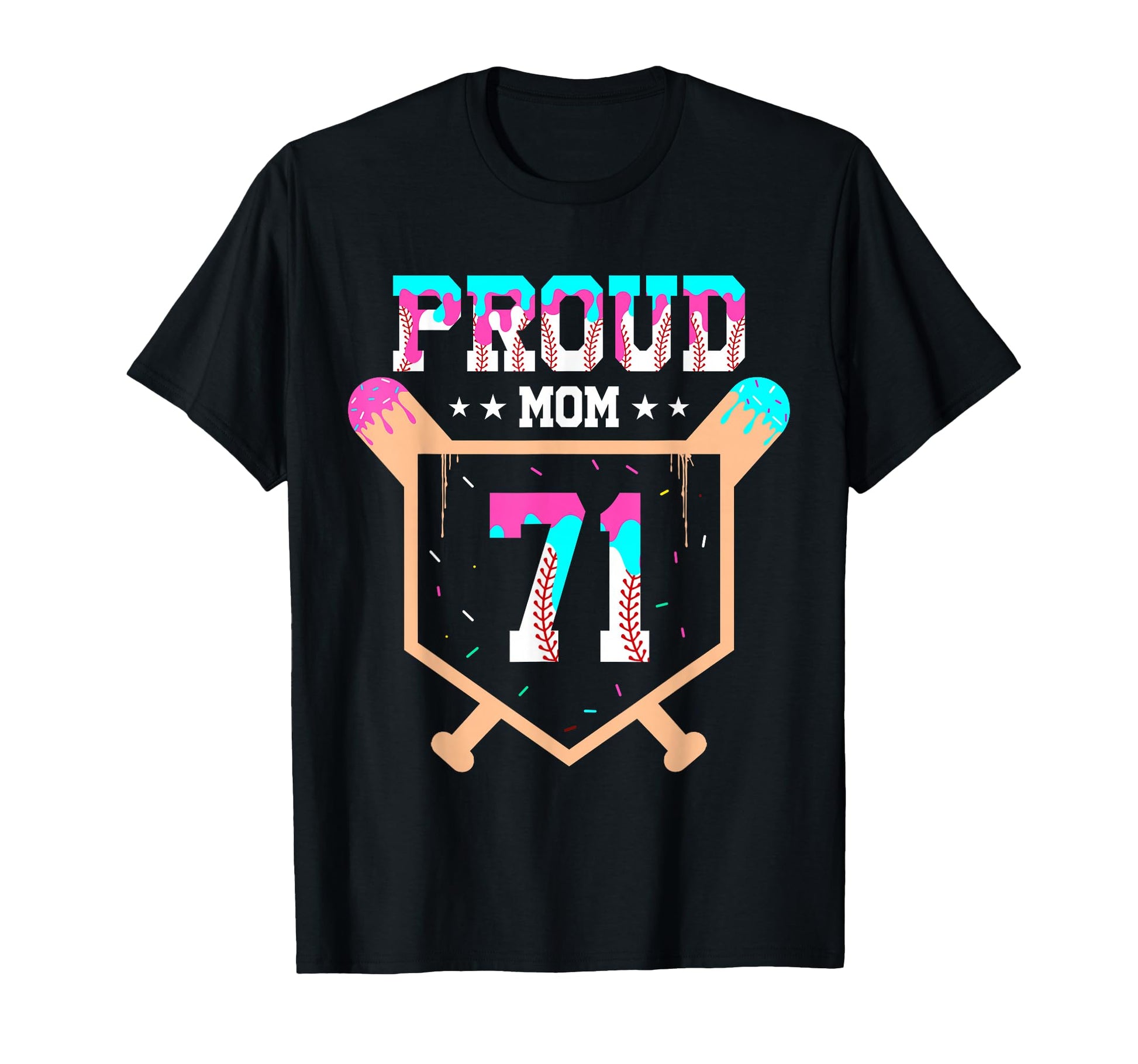 Proud Mom Baseball Player Number 71 T-Shirt - Streetwear Style for Adults - T-Shirt, Sweatshirt, Hoodie
