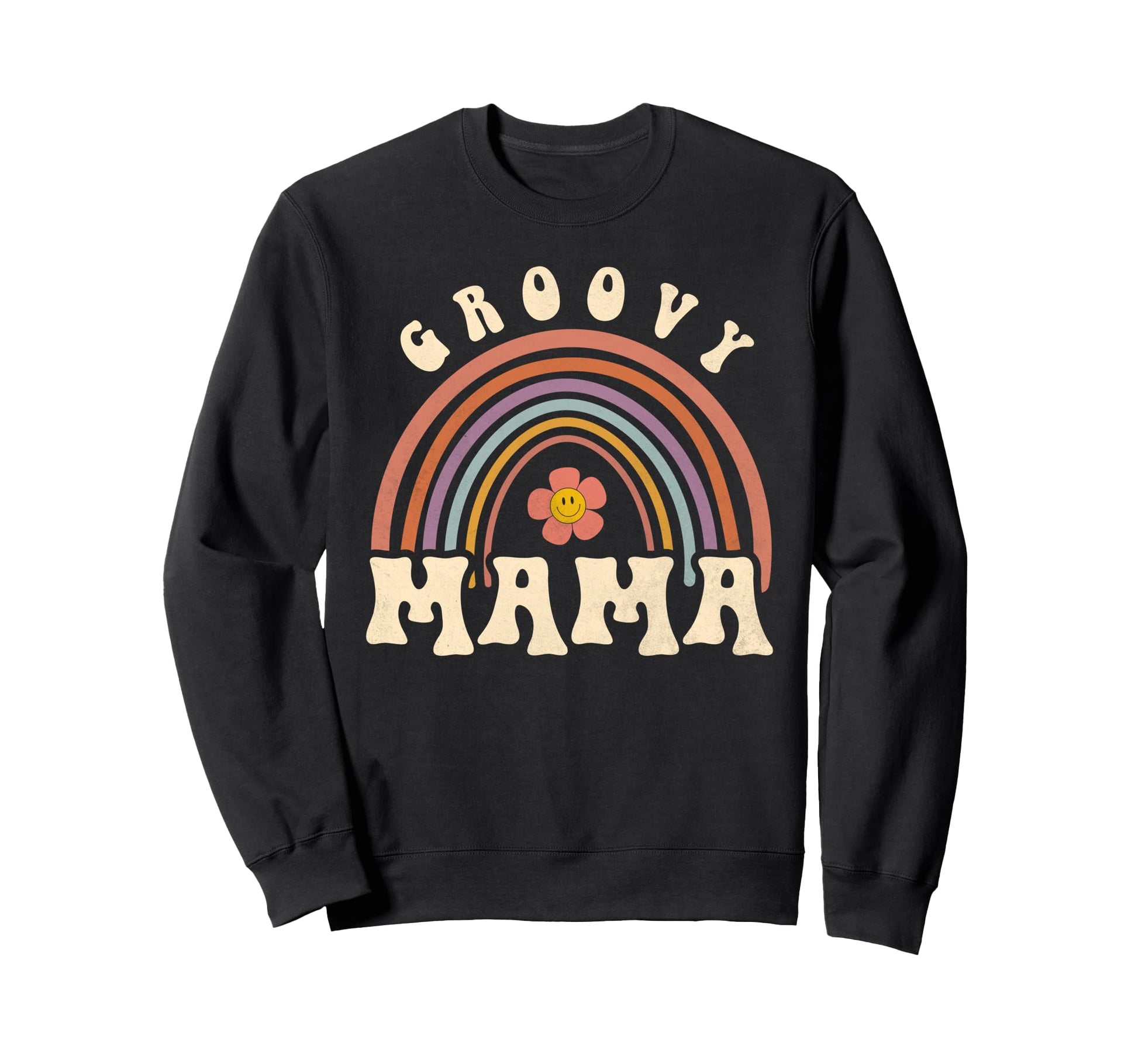 Groovy Mama Rainbow Floral Mom Sweatshirt - Fun Novelty Design for Adults - T-Shirt, Sweatshirt, Hoodie