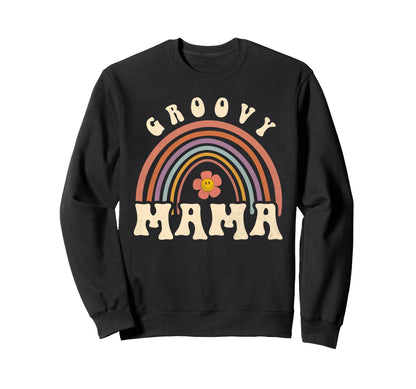 Groovy Mama Rainbow Floral Mom Sweatshirt - Fun Novelty Design for Adults - T-Shirt, Sweatshirt, Hoodie