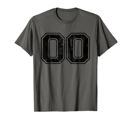 Number 00 Zero Varsity Distressed Sport T-Shirt - Aesthetic Graphic Unisex - T-Shirt, Sweatshirt, Hoodie