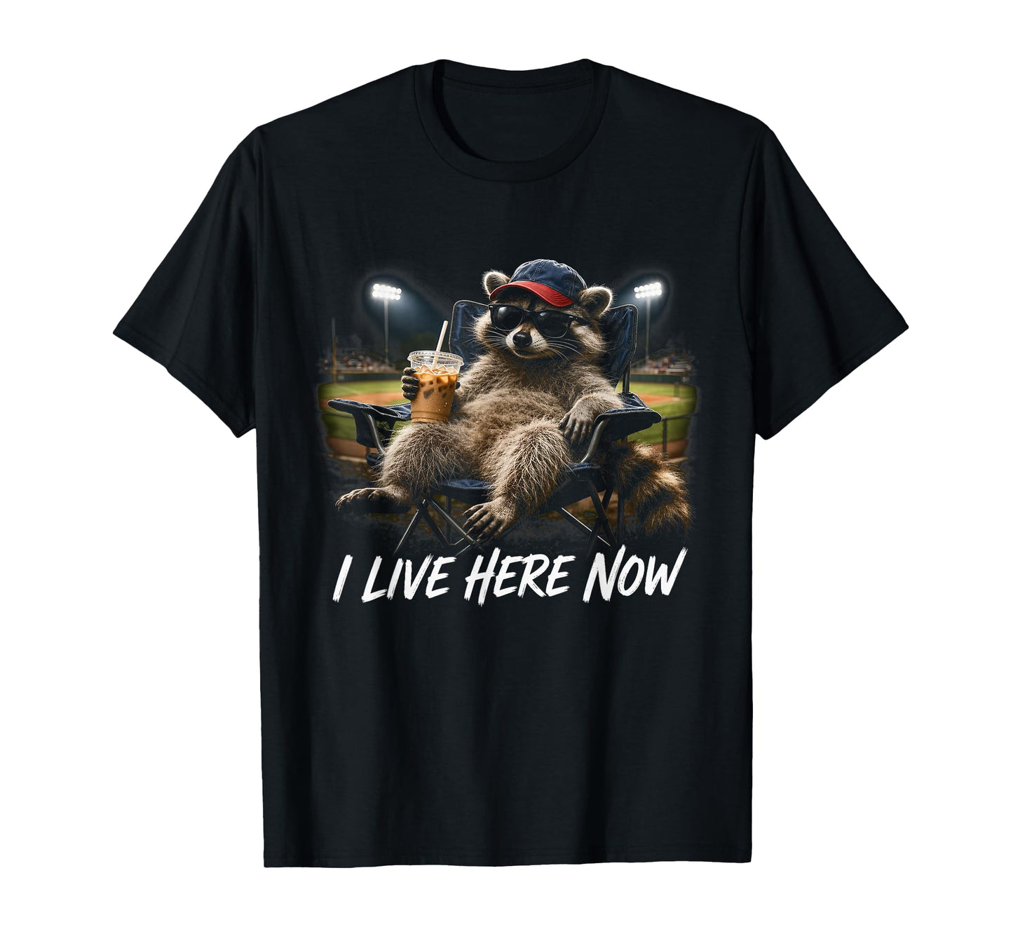 Funny Racoon Ballfield Baseball Field I T-Shirt - Minimalist Print Unisex - T-Shirt, Sweatshirt, Hoodie