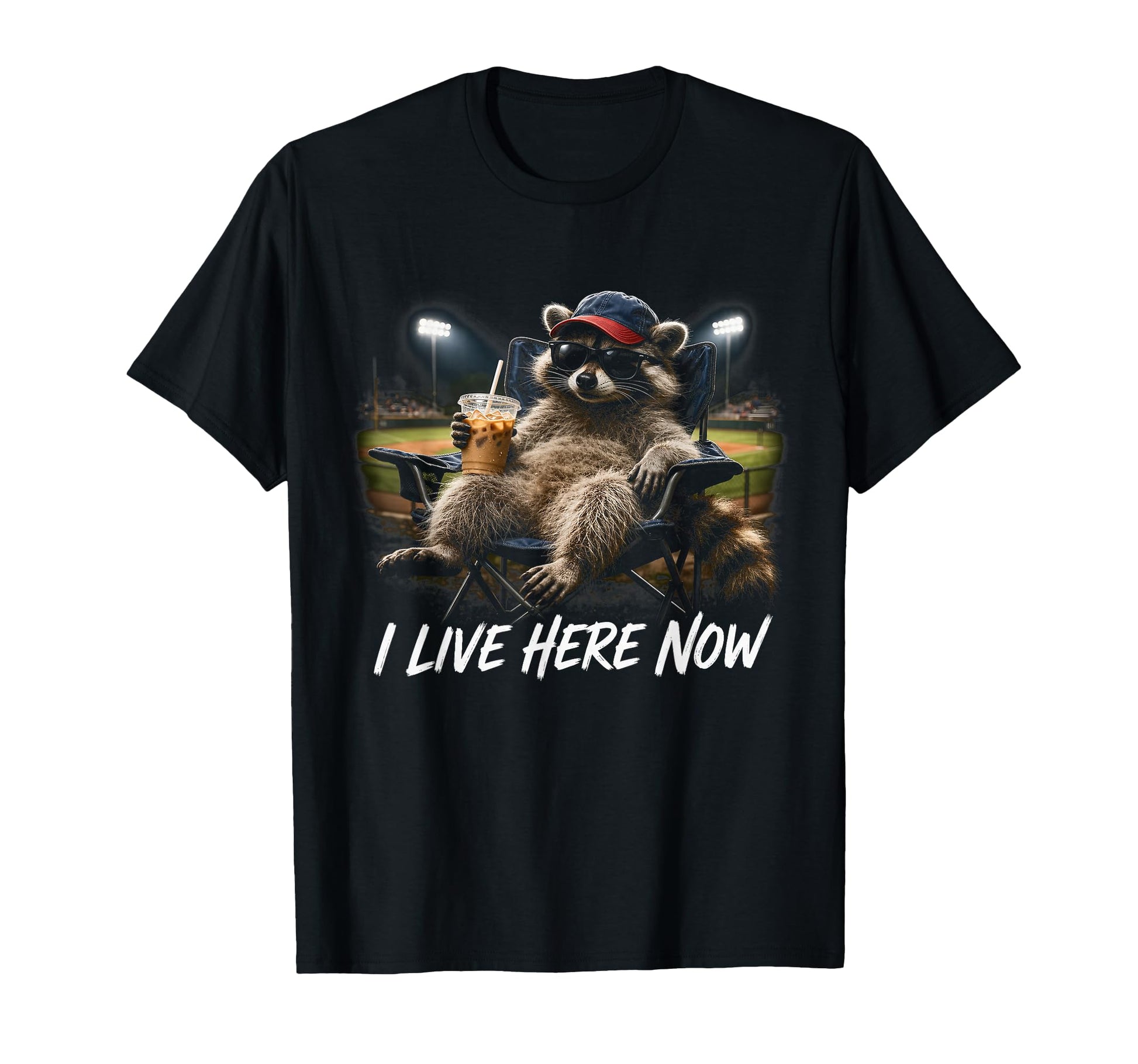 Funny Racoon Ballfield Baseball Field I T-Shirt - Minimalist Print Unisex - T-Shirt, Sweatshirt, Hoodie