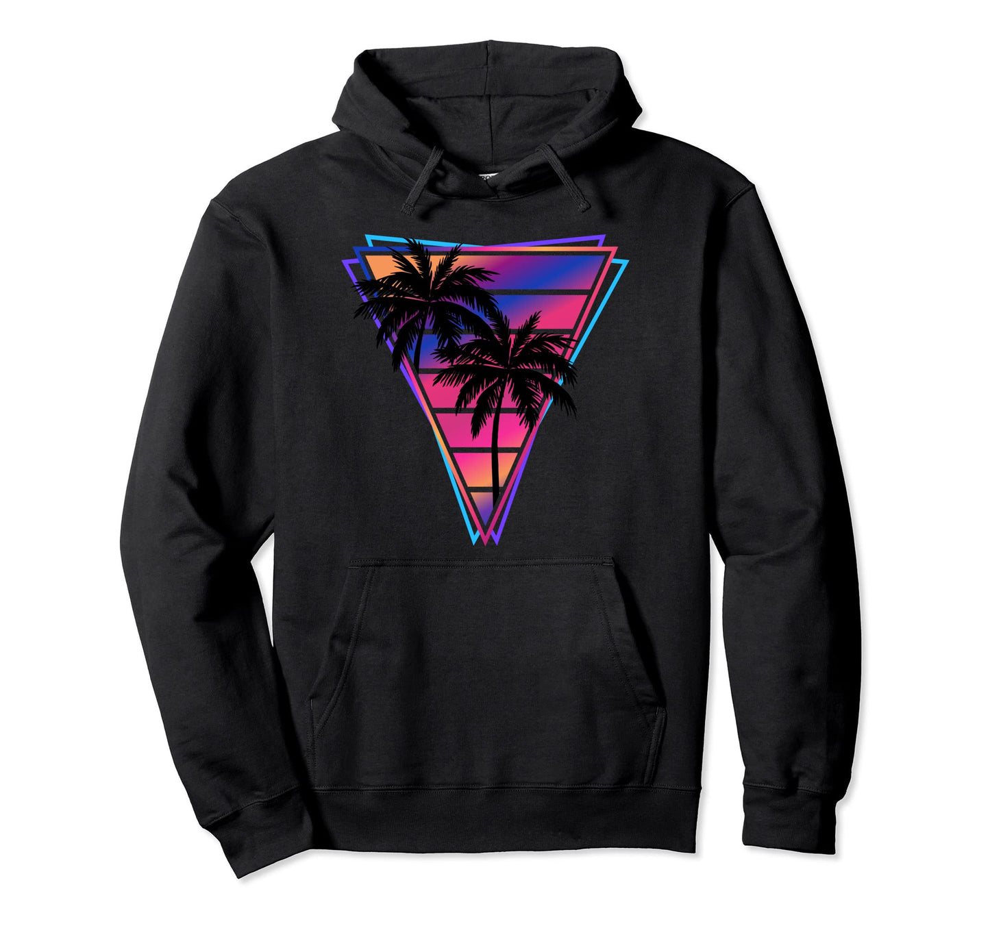 Synthwave Vaporwave Triangle Palm Trees Hoodie - Unique Graphic for Adults - T-Shirt, Sweatshirt, Hoodie