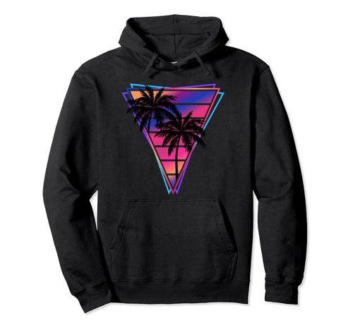 Synthwave Vaporwave Triangle Palm Trees Hoodie - Unique Graphic for Adults - T-Shirt, Sweatshirt, Hoodie