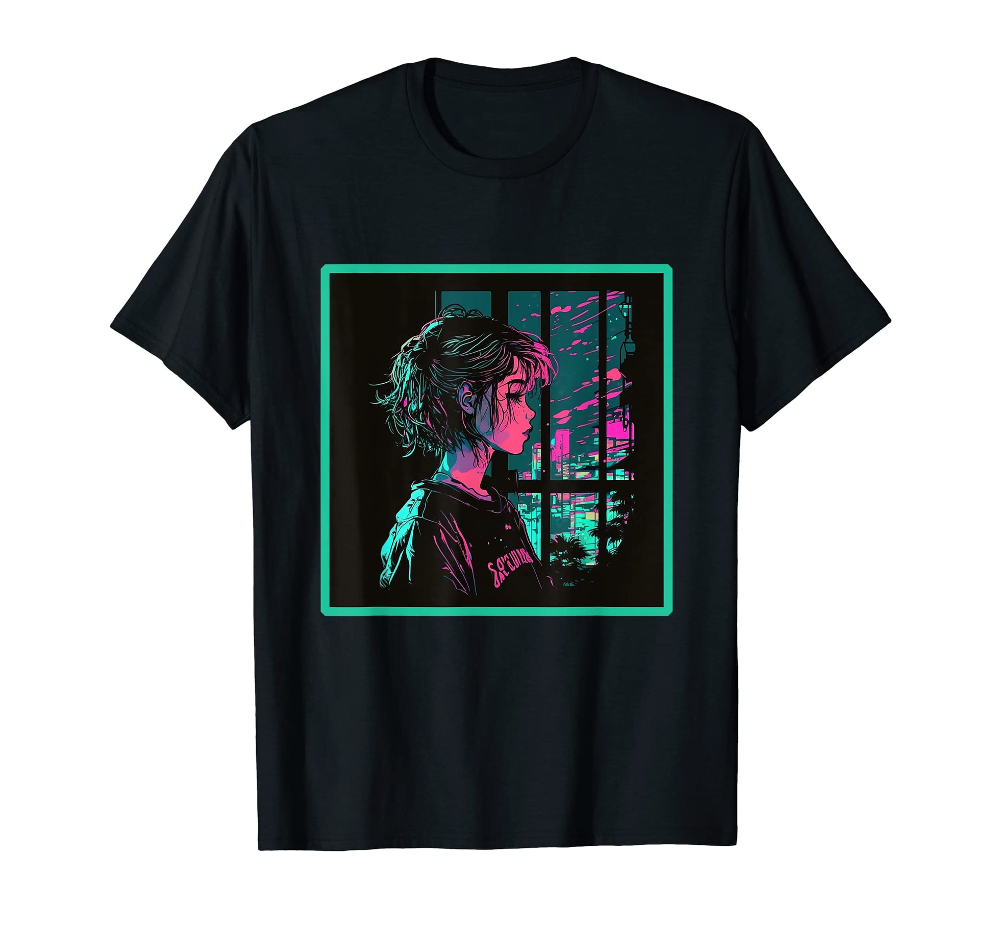 Vaperwave Aesthetic Glitch Anime T-Shirt - Casual Everyday Wear for Adults - T-Shirt, Sweatshirt, Hoodie