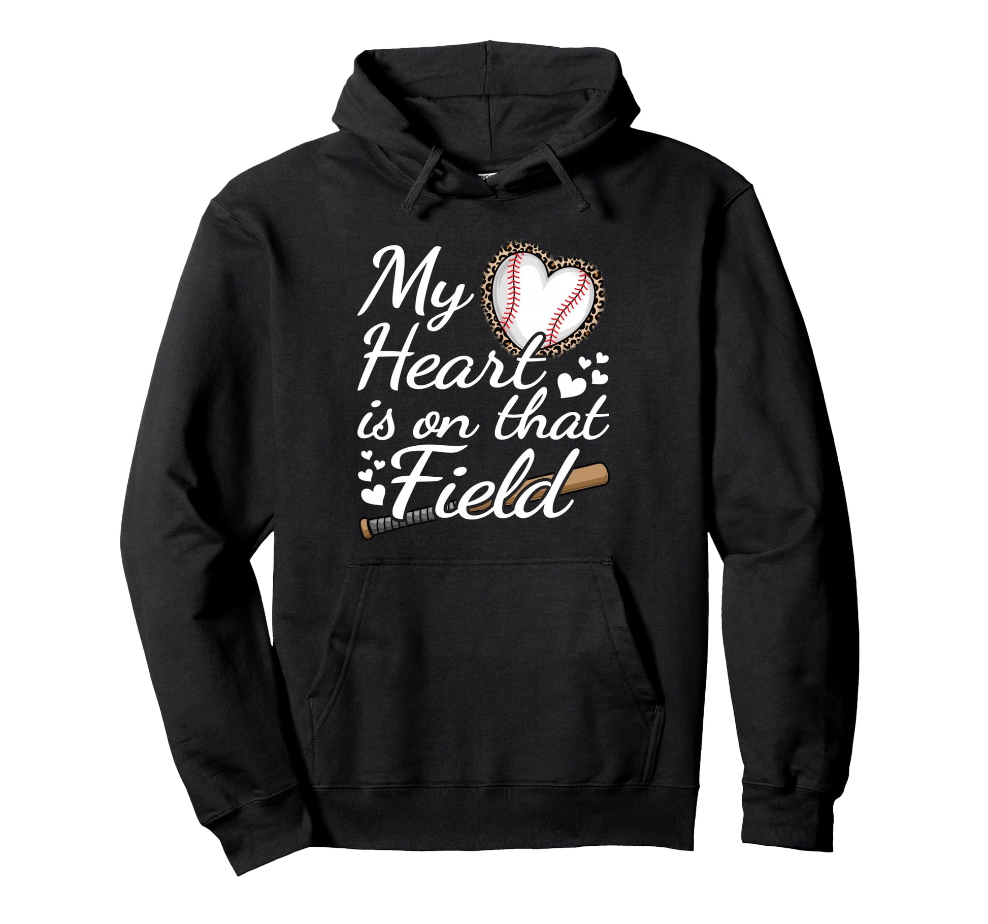My Heart Is That Field Baseball Mom Hoodie - Trendy Graphic for Adults - T-Shirt, Sweatshirt, Hoodie
