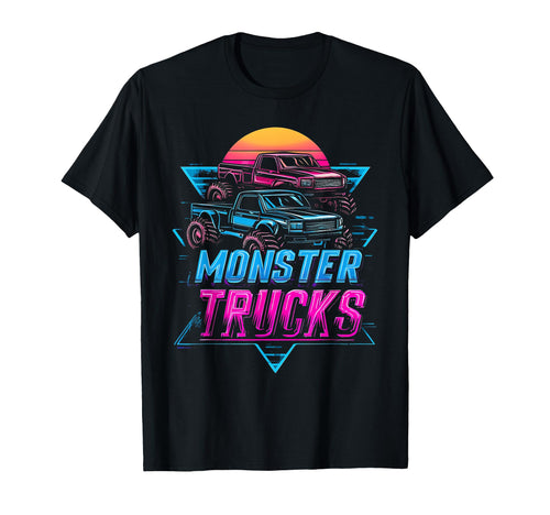 Monster Truck 4 Wheeler Vaporwave T-Shirt - Fun Novelty Design Men Women - T-Shirt, Sweatshirt, Hoodie