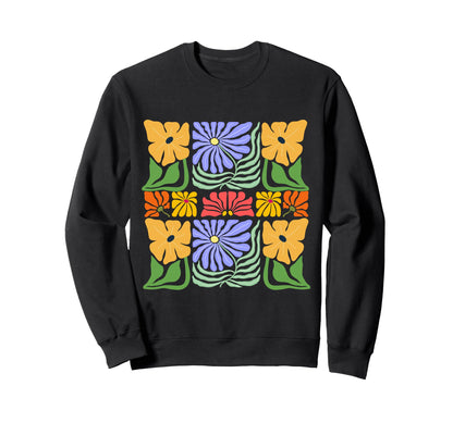 Groovy Botanical Abstract Floral Sweatshirt - Streetwear Style Unisex - T-Shirt, Sweatshirt, Hoodie