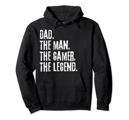 Distressed Dad Gamer Legend Fathers Day Hoodie - Graphic Print for Adults - T-Shirt, Sweatshirt, Hoodie