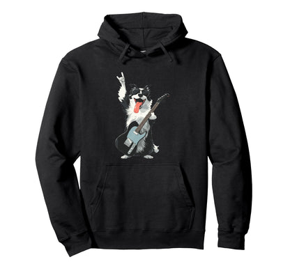 Rock Dog Guitar Playing Pet Hoodie - Aesthetic Graphic Unisex - T-Shirt, Sweatshirt, Hoodie