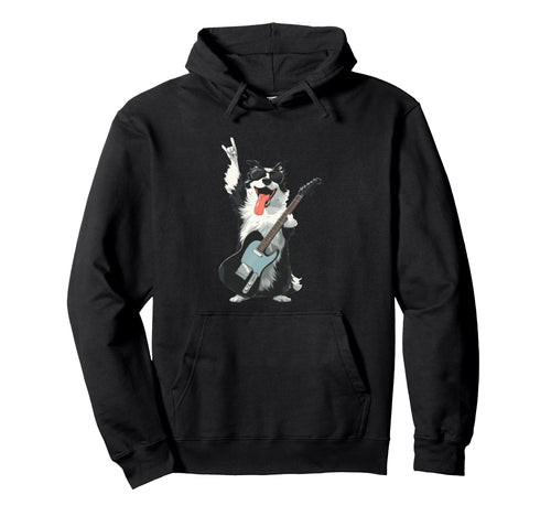 Rock Dog Guitar Playing Pet Hoodie - Aesthetic Graphic Unisex - T-Shirt, Sweatshirt, Hoodie