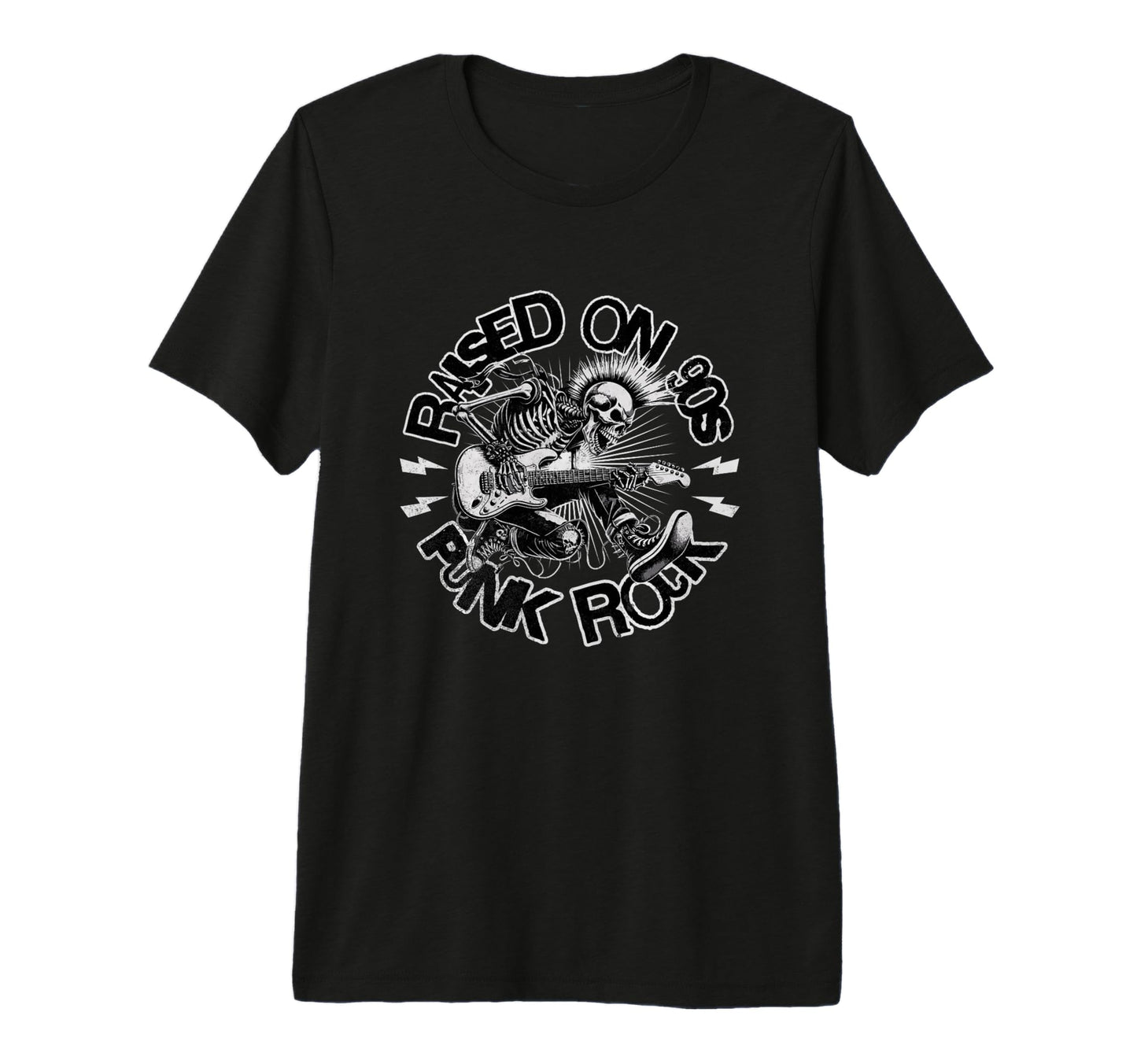 Raised 90S Rock Skeleton Guitar Punk T-Shirt - Novelty Apparel for Adults - T-Shirt, Sweatshirt, Hoodie