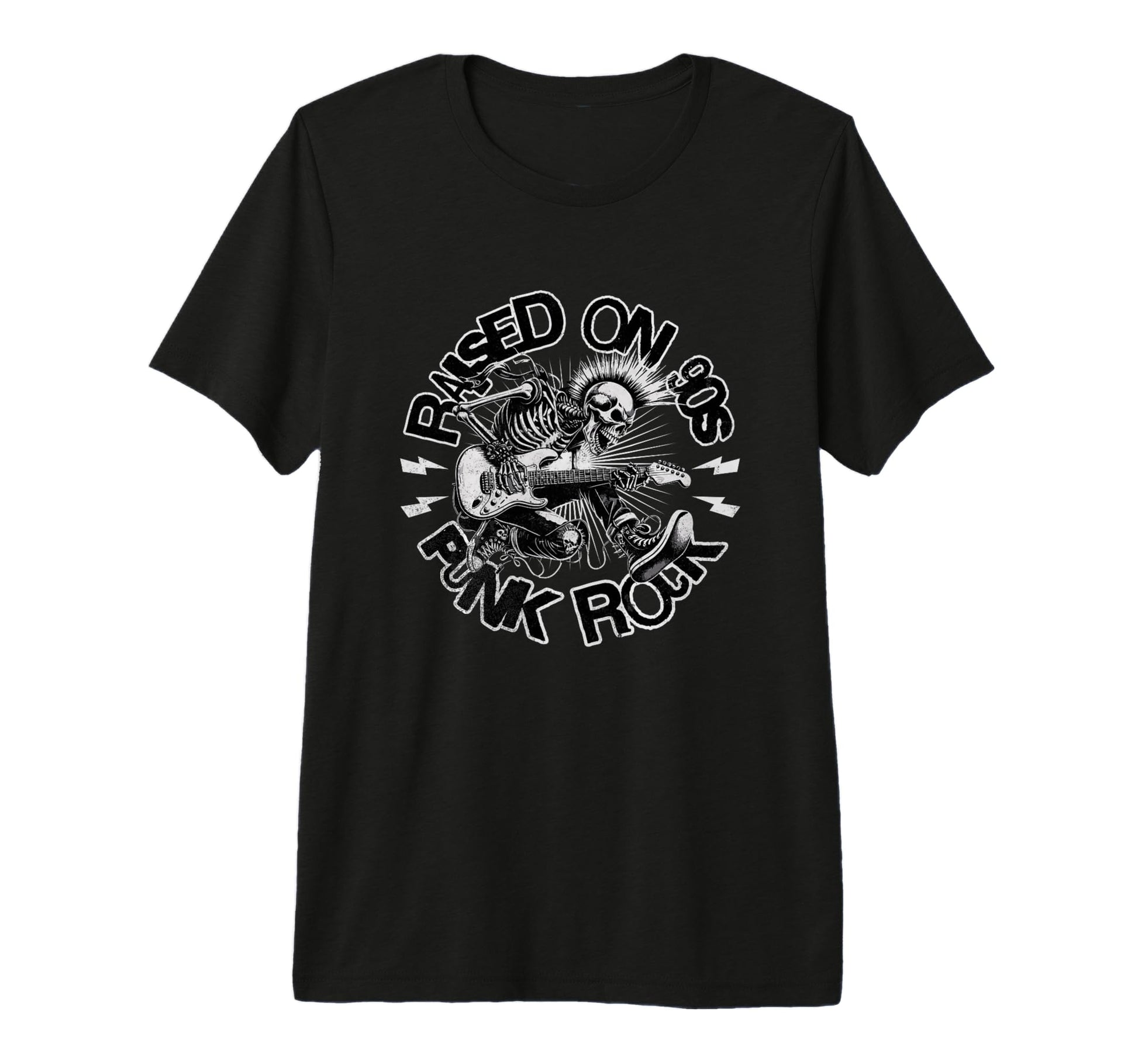 Raised 90S Rock Skeleton Guitar Punk T-Shirt - Novelty Apparel for Adults - T-Shirt, Sweatshirt, Hoodie