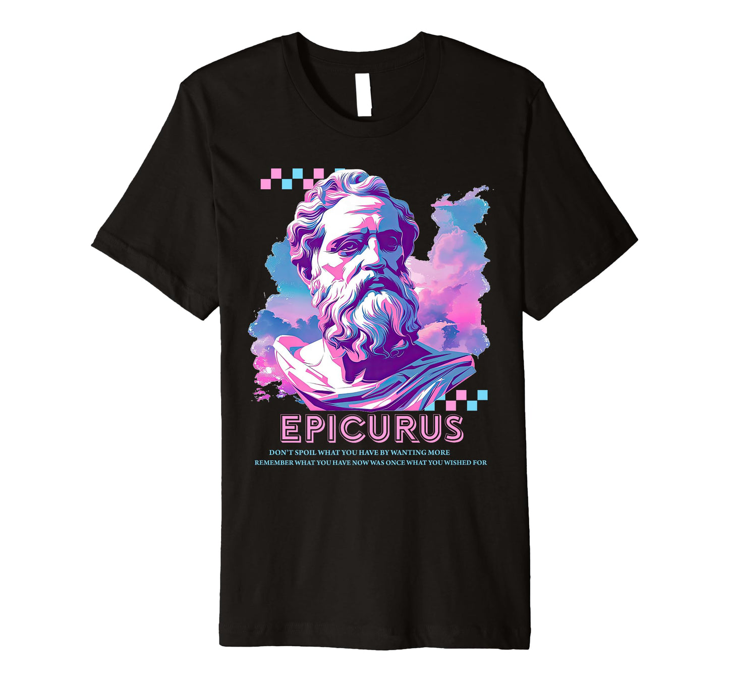 Stoic Philosopher Epicurus Y2K Aesthetic T-Shirt - Custom Art Print Unisex - T-Shirt, Sweatshirt, Hoodie