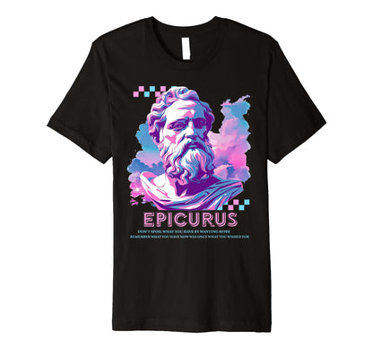 Stoic Philosopher Epicurus Y2K Aesthetic T-Shirt - Custom Art Print Unisex - T-Shirt, Sweatshirt, Hoodie