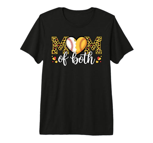 Mom Both Baseball Softball Heart T-Shirt - Casual Everyday Wear for Adults - T-Shirt, Sweatshirt, Hoodie