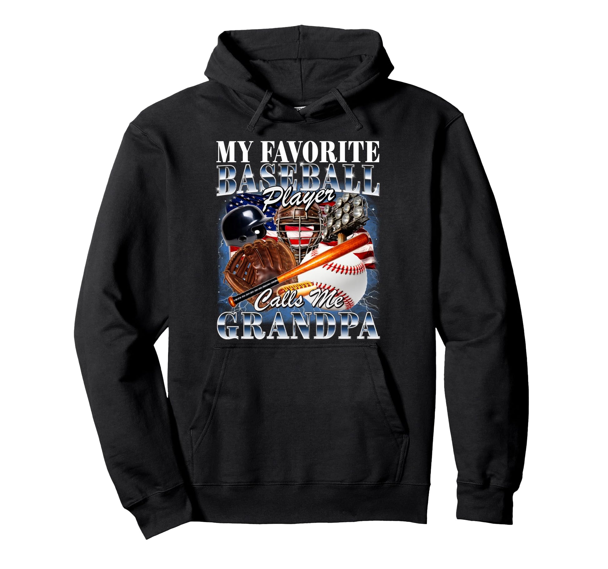 Baseball Player Calls Me Grandpa 90S Hoodie - Graphic Print Men Women - T-Shirt, Sweatshirt, Hoodie