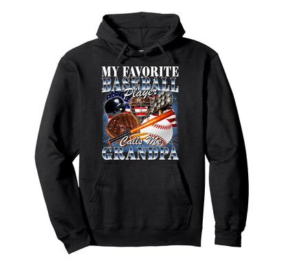 Baseball Player Calls Me Grandpa 90S Hoodie - Graphic Print Men Women - T-Shirt, Sweatshirt, Hoodie