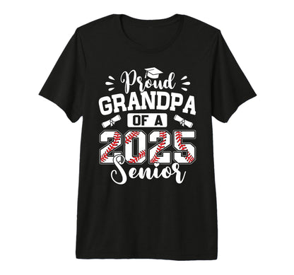 Proud Grandpa 2025 Senior Baseball T-Shirt - Graphic Print for Adults - T-Shirt, Sweatshirt, Hoodie