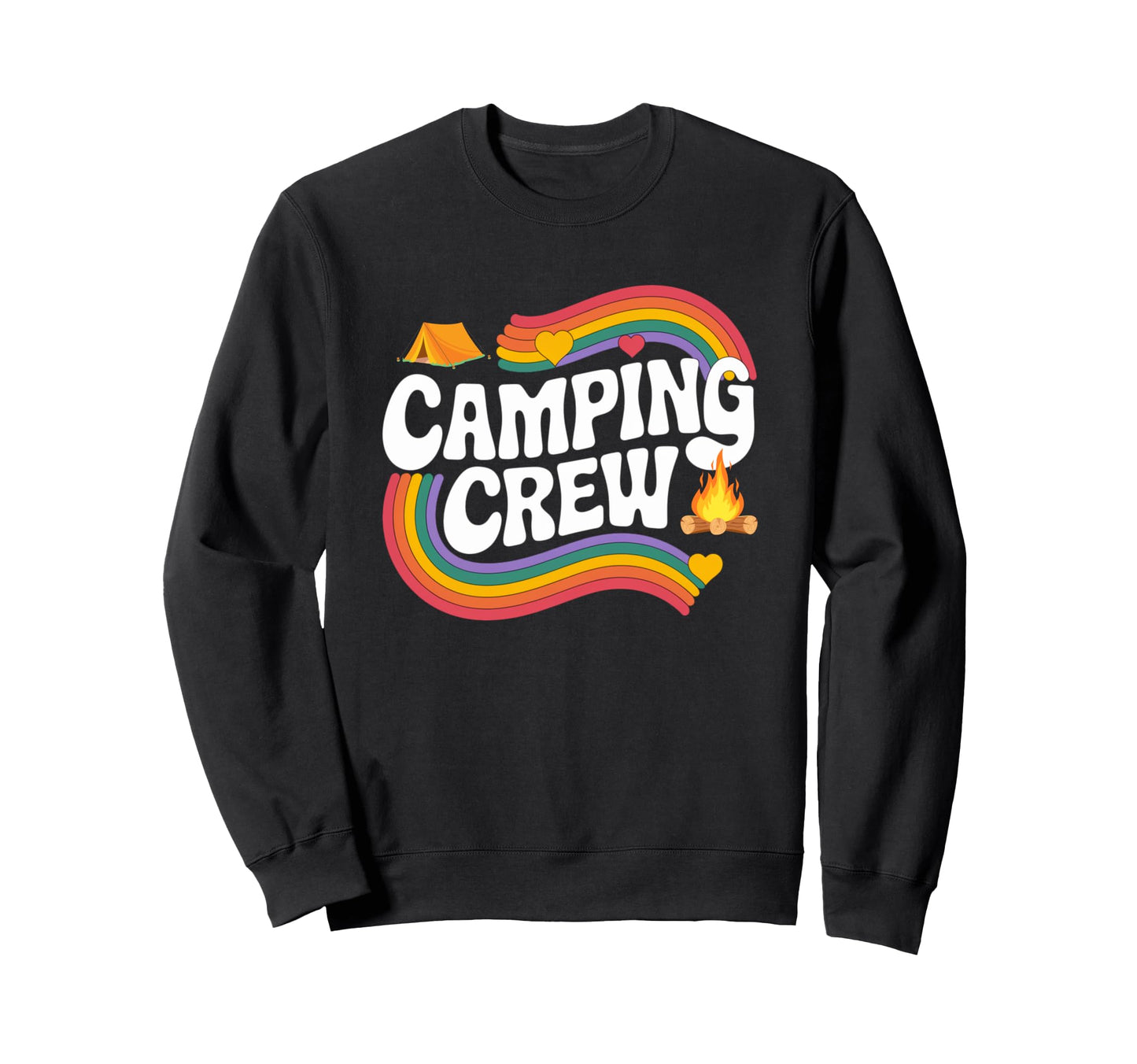 Camping Crew Rainbow Tent Camp Sweatshirt - Streetwear Style for Adults - T-Shirt, Sweatshirt, Hoodie
