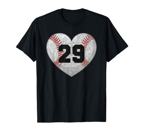 Baseball Number 29 Distressed Heart T-Shirt - Unique Graphic Unisex - T-Shirt, Sweatshirt, Hoodie