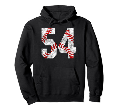 Distressed Baseball Number 54 Jersey Hoodie - Casual Everyday Wear Unisex - T-Shirt, Sweatshirt, Hoodie