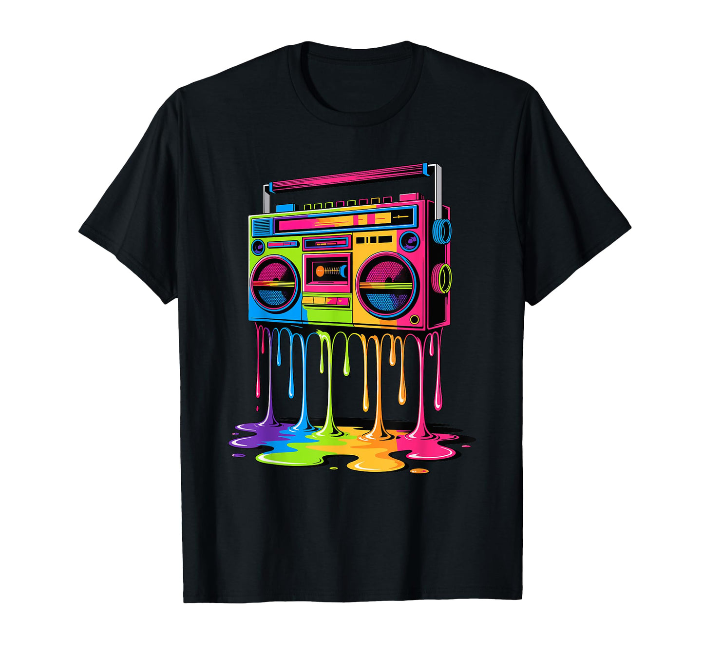 Dripping Paint Boombox Old School 80S T-Shirt - Custom Art Print Men Women - T-Shirt, Sweatshirt, Hoodie