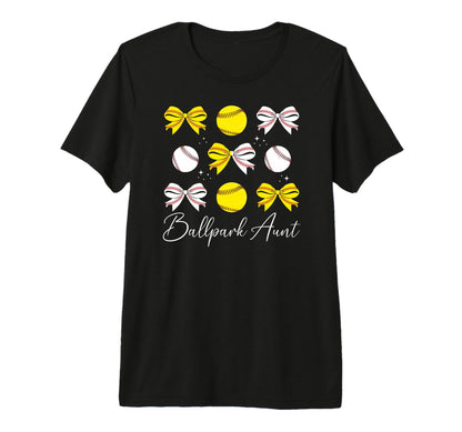 Ballpark Aunt Coquette Softball T-Shirt - Minimalist Print Men Women - T-Shirt, Sweatshirt, Hoodie