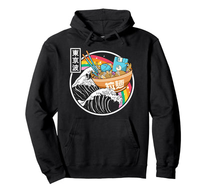 Computer Ramen Noodles Great Wave Kawaii Hoodie - Custom Art Print Unisex - T-Shirt, Sweatshirt, Hoodie