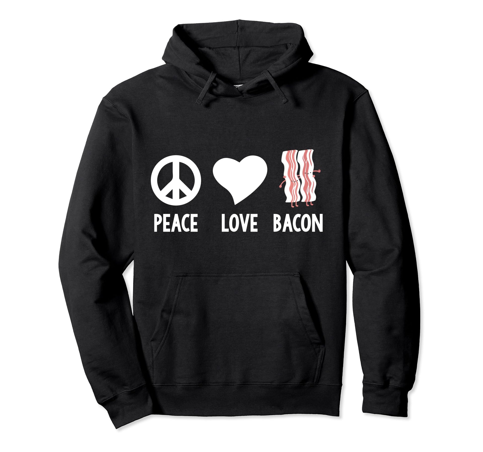 Bacon Peace Love Bacon Love Bacon Love Hoodie - Aesthetic Graphic Unisex - T-Shirt, Sweatshirt, Hoodie