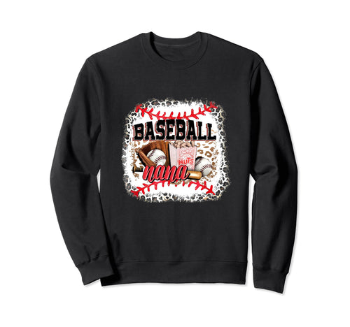 Softball Baseball Nana Mom Leopard Sweatshirt - Unique Graphic Unisex - T-Shirt, Sweatshirt, Hoodie