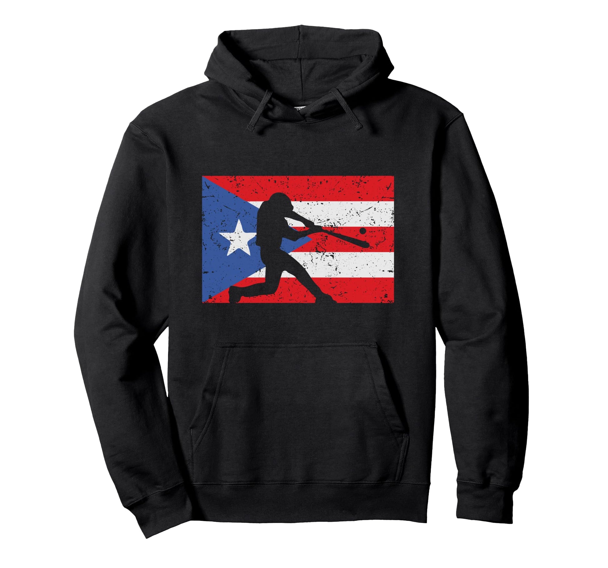 Baseball Puerto Rican Distressed Flag Hoodie - Minimalist Print Unisex - T-Shirt, Sweatshirt, Hoodie