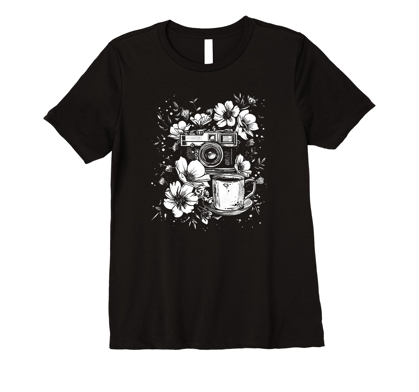 Womens Photographer Coffee Camera Flowers T-Shirt - Novelty Apparel Unisex - T-Shirt, Sweatshirt, Hoodie